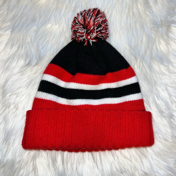 Red Dog Saloon in Juneau Alaska Ribbed Pompom Beanie - Picture 2 of 4